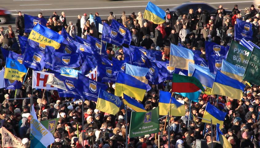 KIEV, UKRAINE - NOVEMBER 25: Protest meeting against Tax Codex in Independence square (Maidan Nezalezhnosti), November, 25, 2010 in Kiev, Ukraine.