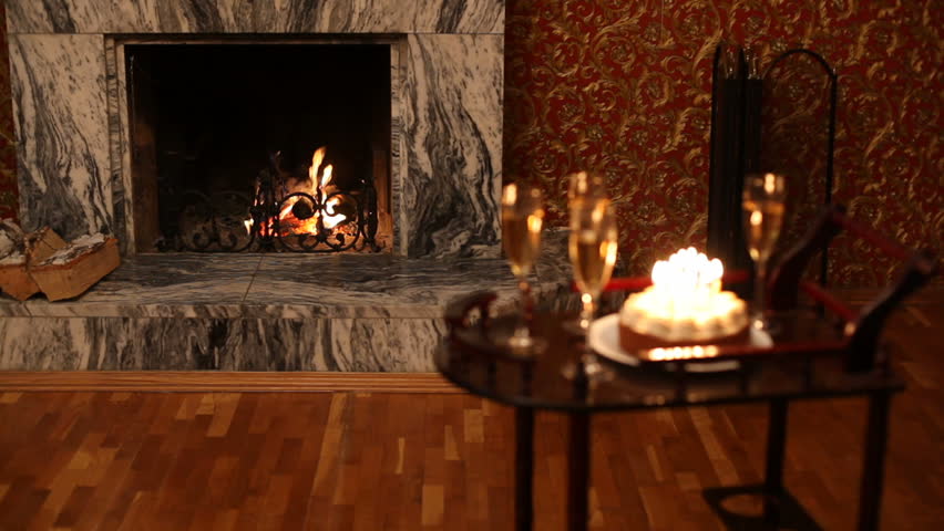 Fireplace during holidays
