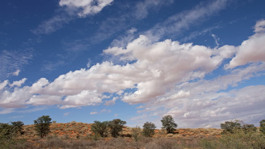 Time lapse of clouds over the Kalahari desert, South Africa
