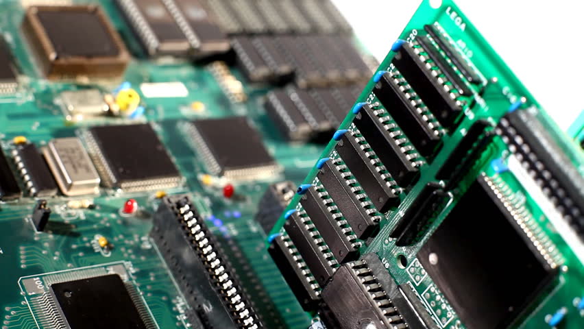 computer plate with expansion cards in motion