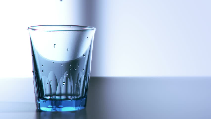 Pouring glass of water in slow motion high quality computer simulation and render for fullHD