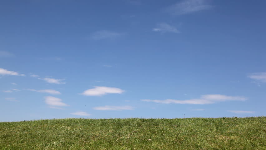 mature couple animatedly talking comes on grassy hill