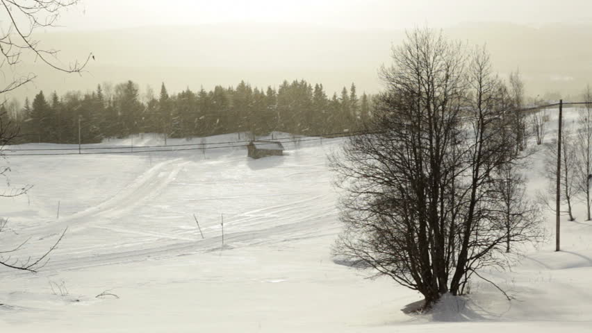 Snow storm Beautiful landscape in Sweden