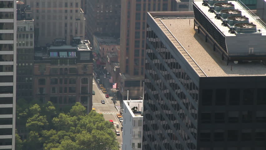 Air conditioning machine on top of a skyscraper in Manhattan New York 