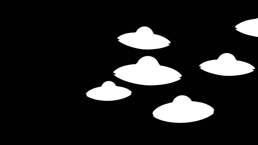 UFO flying in the sky. Loop, alpha.