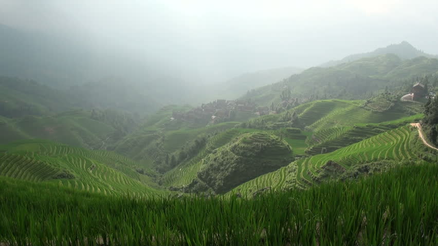 Scenic time lapse of Dazhai rice terraces.