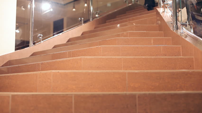 Man walks up the stairs