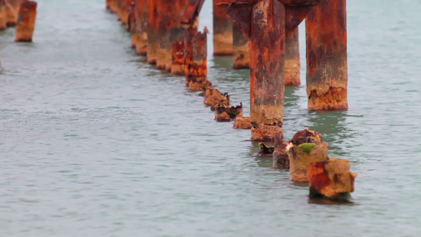 old pier destroyed by corrosion