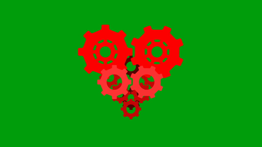 Red heart gear on greenscreen
