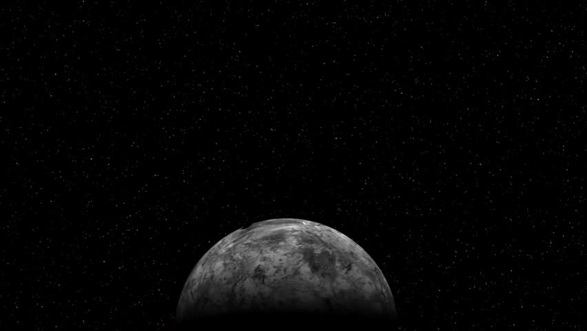 Sun rising behind dead planet