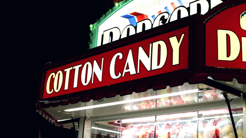 Cotton candy sign at night Carnival