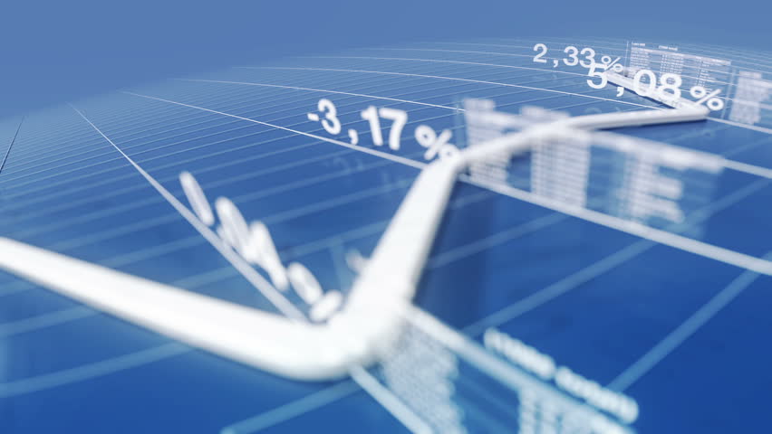 Growing chart on blue background LOOP  