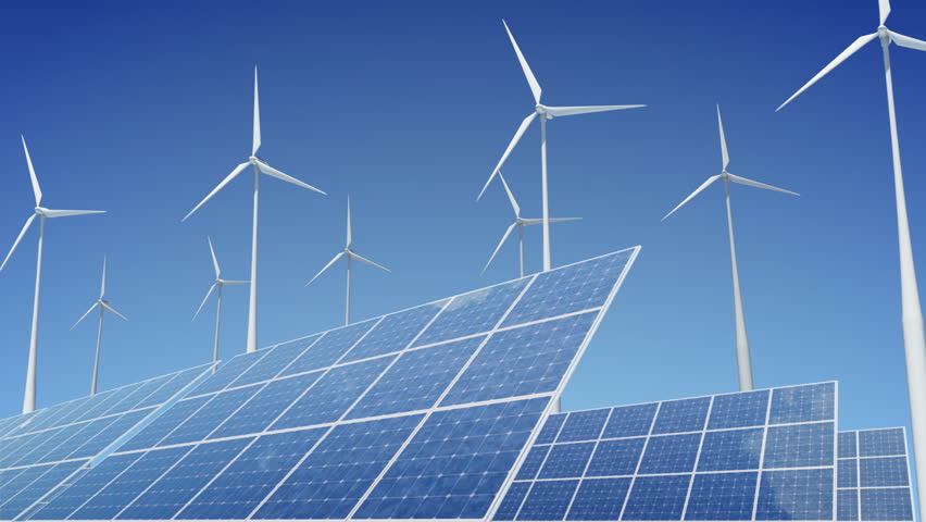 Solar Panels and Wind Turbines.