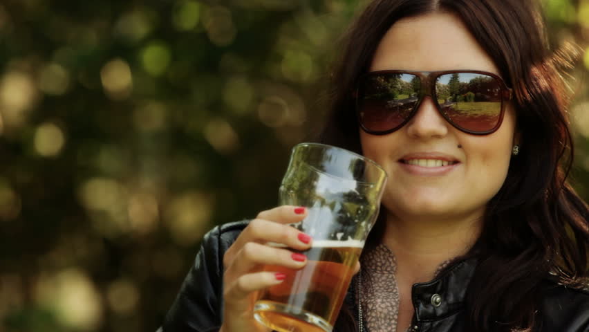 Drinking beer in garden