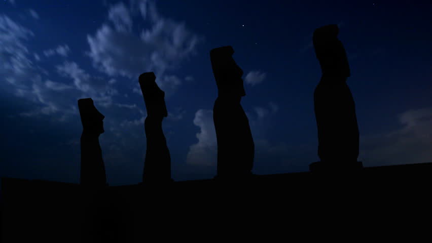 Storm formatting on Easter island during the night.