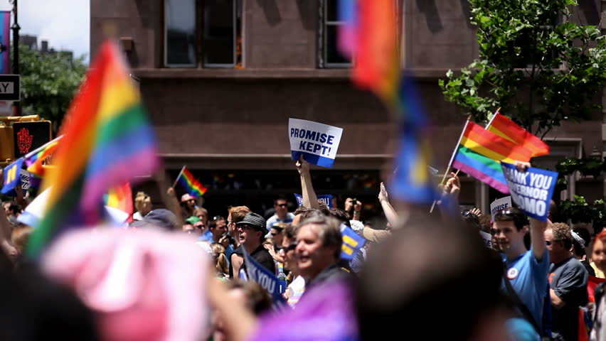 NEW YORK CITY - JUNE 26: Gay Pride Flags waving at NYC Gay Pride Parade, June 26, 2011, New York City. The annual parade took on extra significance following the legalization of same-sex marriage in New York on June 24, 2011.