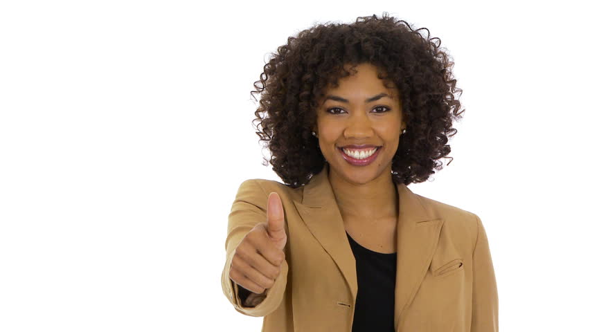 A Businesswoman giving thumbs up to camera