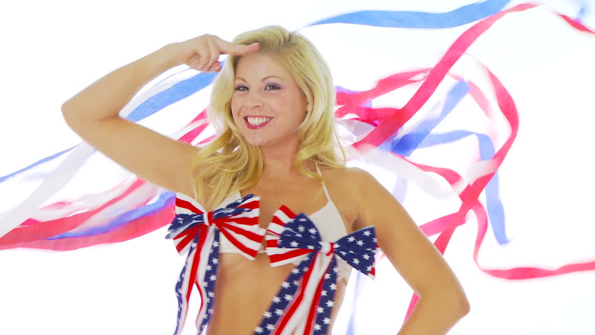 Woman in patriotic bikini