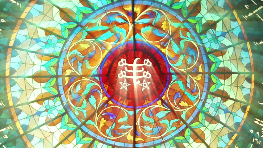 Stained Glass with Bahai ringstone symbol (HQ 1080p Seamless Loop) 