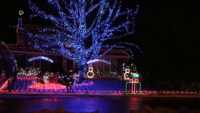 massive outdoor home Christmas lights display