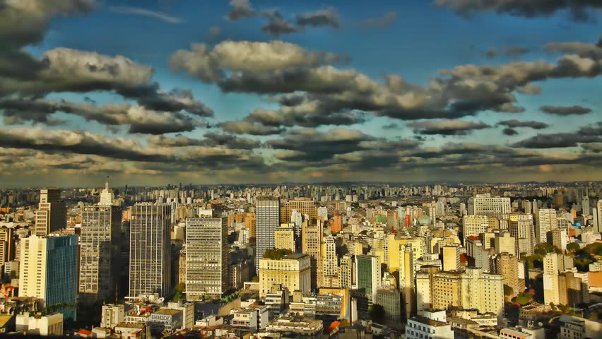 Sao Paulo Brazil skyline sunset time lapse