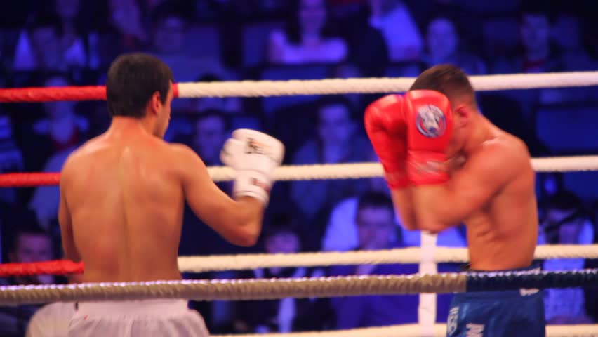 MOSCOW - JAN 08: Beginning of boxing match, KREMLIN BEARS versus UNITED France in hall BARVIKHA LUXURY VILLAGE, Jan 08, 2011, Moscow, Russia. World Series Boxing (WSB) copes AIBA organization, recognized IOC, including 196 national federations of boxing.
