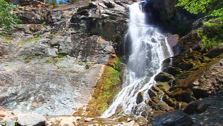 Bridal Veil Falls flows tumbles down in the Black Hills National Forest of South Dakota