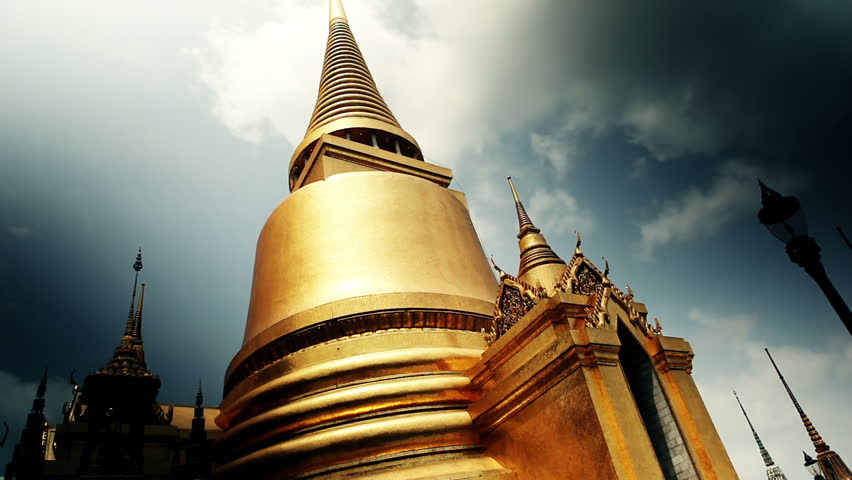 Richful decorated golden buildings of grand palace temple in Bangkok