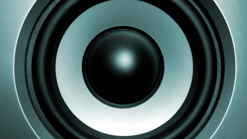 Closeup at moving sub-woofer. Speaker part. HD 1080 video