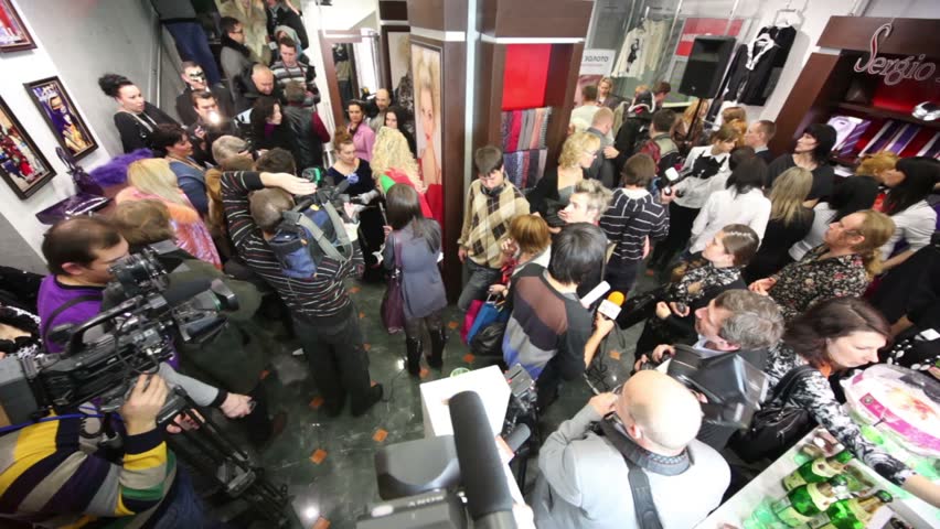 MOSCOW - JAN 17: Famous artists and journalists at Venetian costume masquerade in boutique SERGIO BELLINI (Tverskaya 4), on Jan 17, 2011, Moscow, Russia. Guests were asked to come in original suits