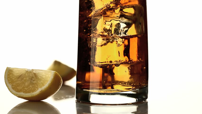 close up of cola, tilt shot