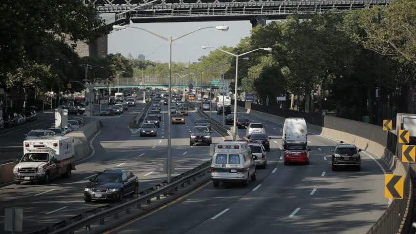 Traffic moving along on the West Side highway, New York City