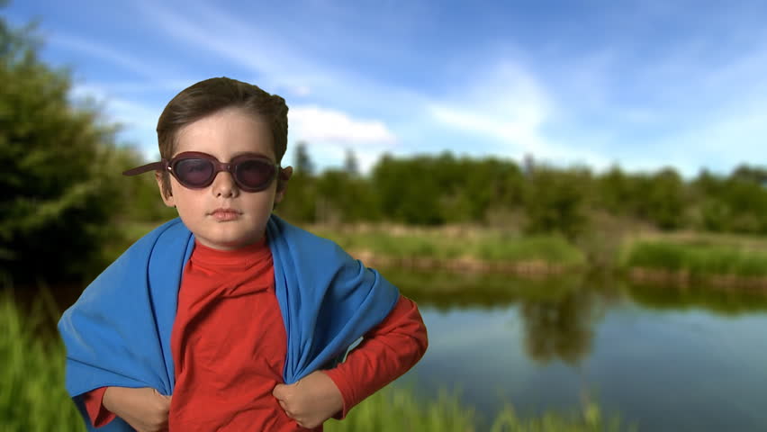 kid playing super hero