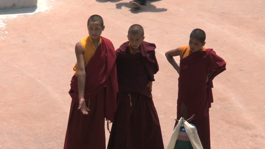 Three young buddhist monks