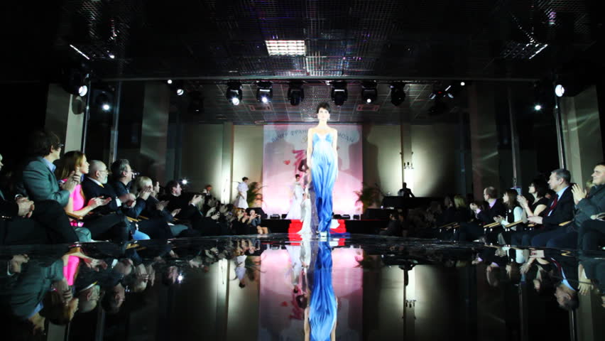 MOSCOW - FEBRUARY 14: All models come to podium at the end of show at Evening of French fashion in salon Estet, on February 14, 2011 in Moscow, Russia. 