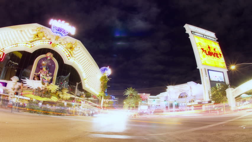 LAS VEGAS, NV - CIRCA SUMMER 2010 (Timelapse): Cars drive along Las Vegas "Strip" at night circa Summer 2010.