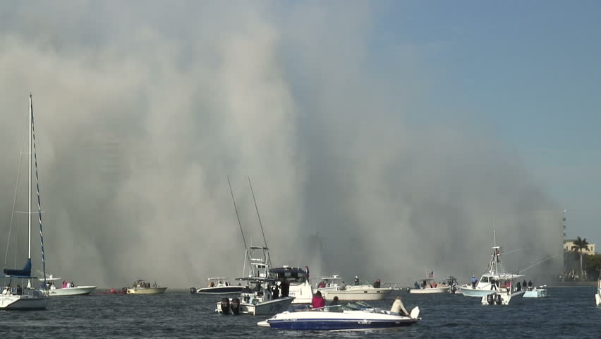 WEST PALM BEACH,  FL - FEB 13: 1515 N Flagler condo implosion on February 13, 2010 In West Palm Beach, Florida. 