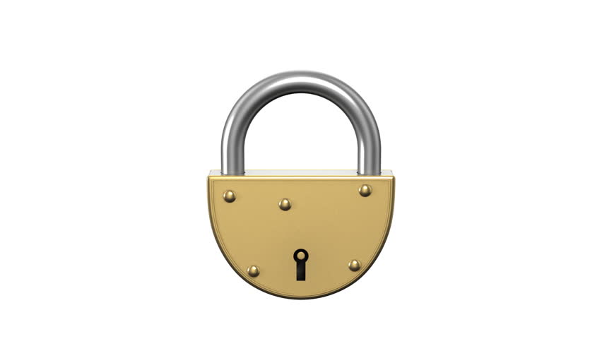 Unlocking the lock with a key. HD. Alpha mask.