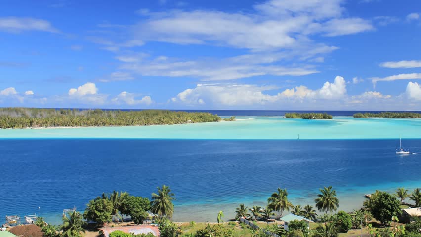 Time Lapse Clouds over Bora Bora Lagoon, French Polynesia 