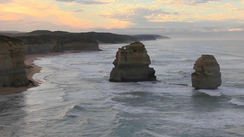 Rock formations known as the Twelve Apostles along the Australian coast.