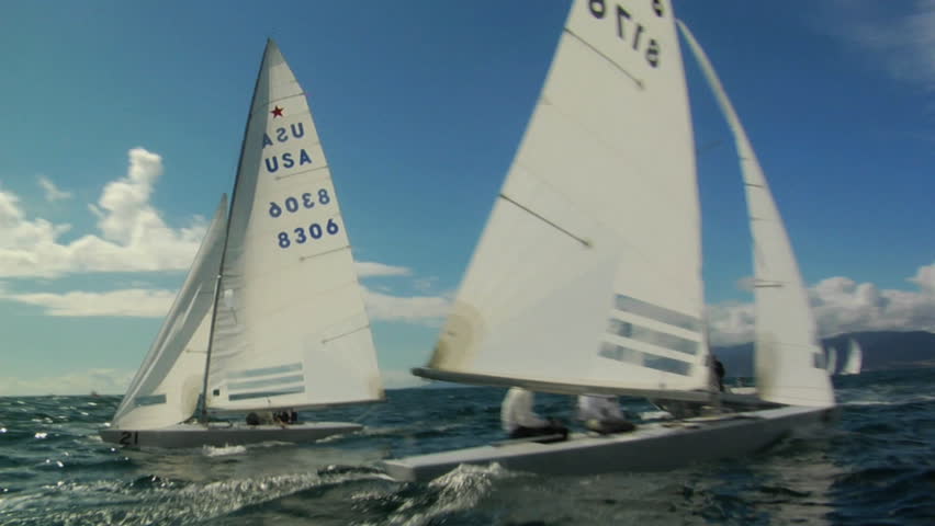 Sailboats race across the ocean