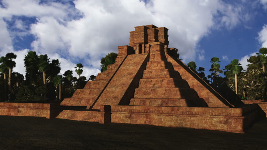 Maya Pyramid Clouds Timelapse Realistic 3D render Maya Pyramid composited with real clouds timelapse.
