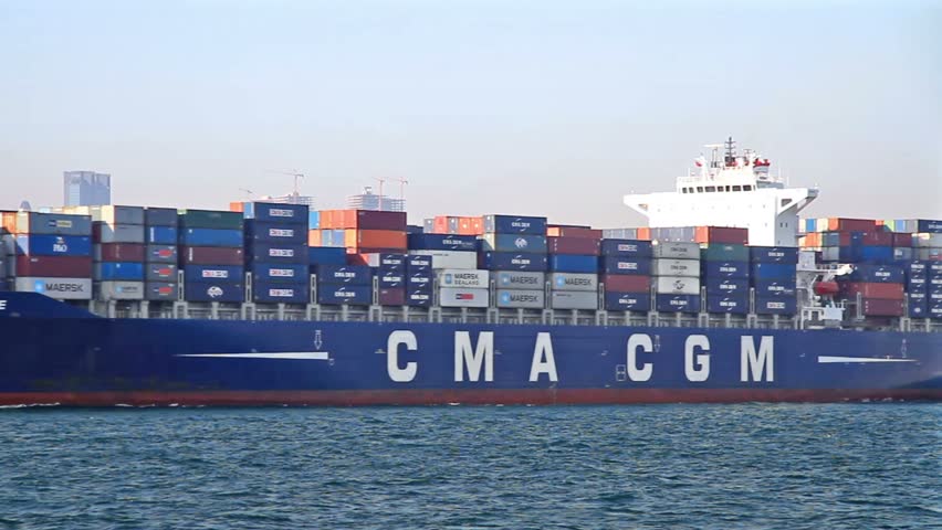 ISTANBUL - SEPTEMBER 24: Cargo Ship, Corneille (IMO: 9409170, Liberia) sails with full of containers in Bosporus on September 24, 2011 in Istanbul. 50,000 ships pass through the Straits every year. 