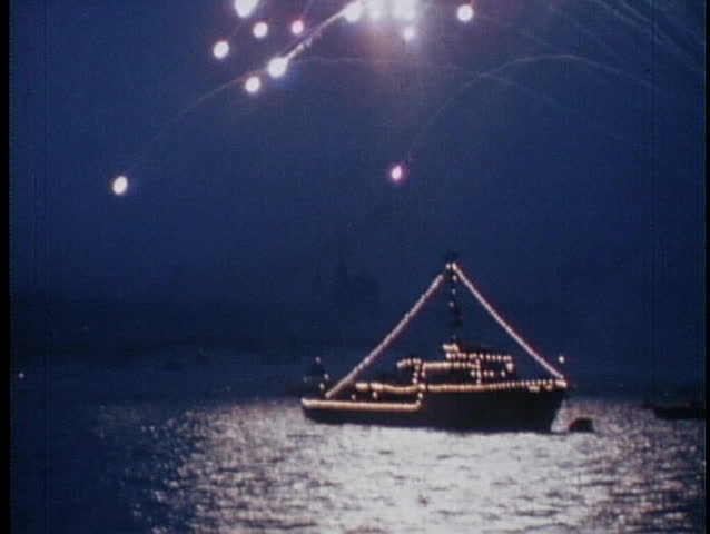 The Russian Navy salutes the Soviet Union with a display of fireworks.