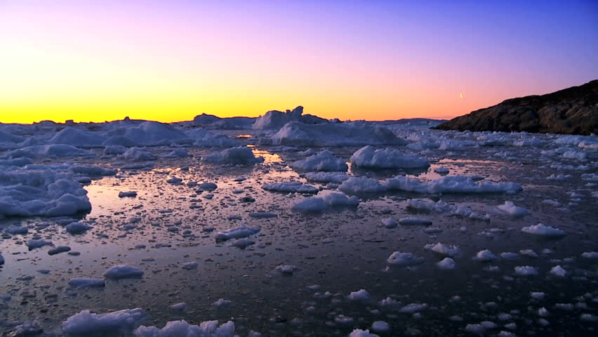 Sunset over Icebergs & Ice Floes