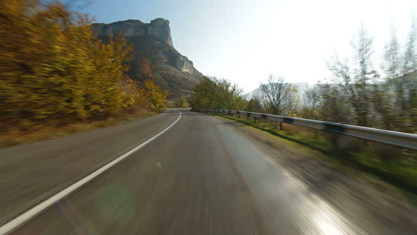 Driving on a winding mountain road in the direction of Ai-Petri, Crimea, Ukraine