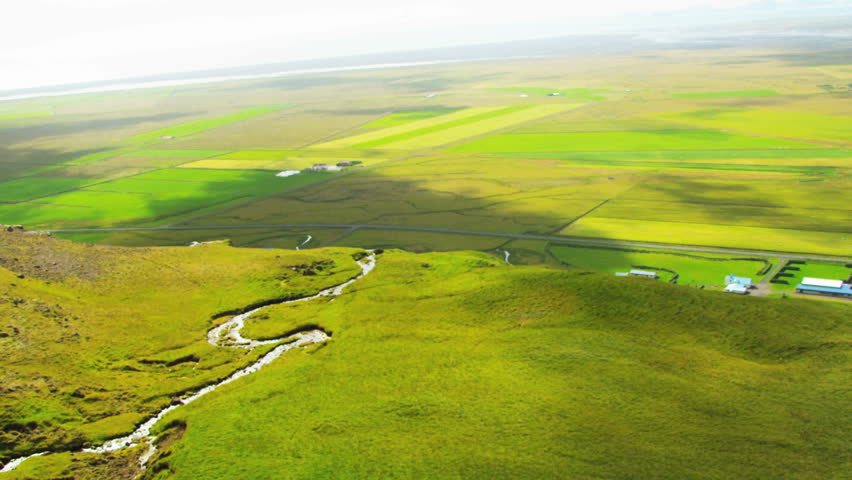 Aerial view of Glacial Meltwater Waterfall, Iceland
