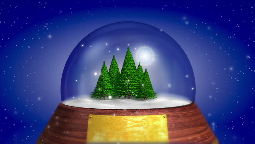 growing pines tree with snow souvenir and place for text