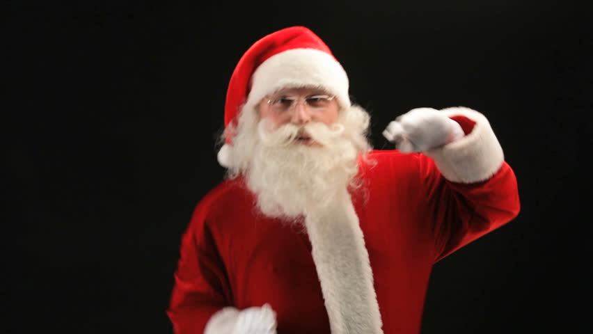 Santa dancing in front of the camera