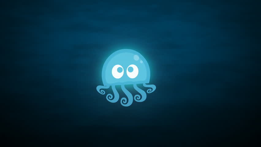 Glowing creatures in water animation.